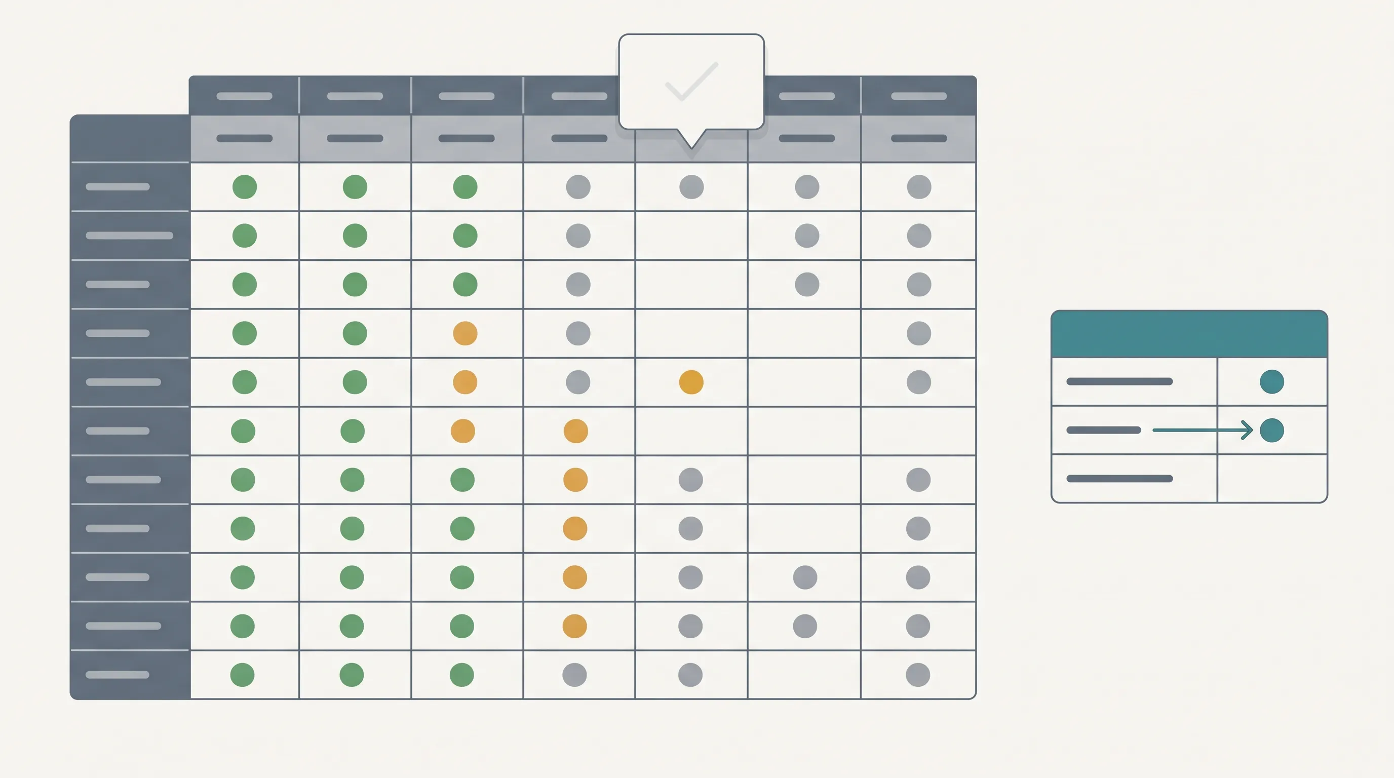 Table showing a content calendar's approval status handoff into a production tracker